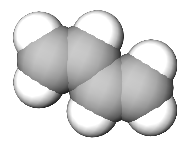 Imaginea moleculei (model compact) 1,3 butadienă.