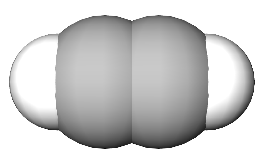 Imaginea moleculei de acetilenă - model compact.