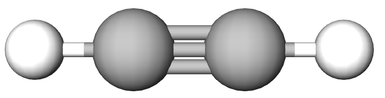 Imaginea moleculei de acetilenă - model spațial deschis.